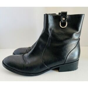 Lauren Ralph Lauren Black Leather Ankle Boots - Size 9.5M - D-Ring Detail